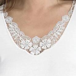 Embroidered Motif Short Sleeve Cotton Vest - V22 -Outlet Comfort Soft Cup Bra Store img006242