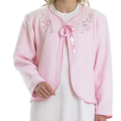 Ribbon Tie Polar Fleece Bedjacket - BJ44600 10 Ribbon Tie Polar Fleece Bedjacket - BJ44600 -Outlet Comfort Soft Cup Bra Store img024233