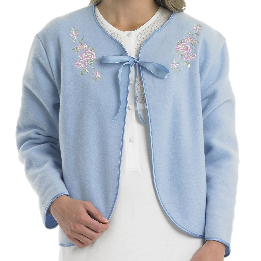 Ribbon Tie Polar Fleece Bedjacket - BJ44600 1 Ribbon Tie Polar Fleece Bedjacket - BJ44600