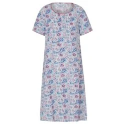 Flower Print Cotton Short Sleeve Nightdress - ND1252