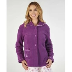 Elegant Button Opening Embroidered Boucle Fleece Bedjacket - BJ2325 -Outlet Comfort Soft Cup Bra Store img030359