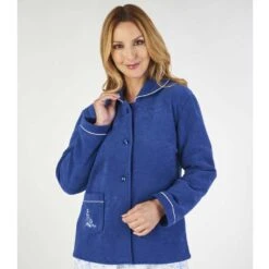 Elegant Button Opening Embroidered Boucle Fleece Bedjacket - BJ2325 -Outlet Comfort Soft Cup Bra Store img030361
