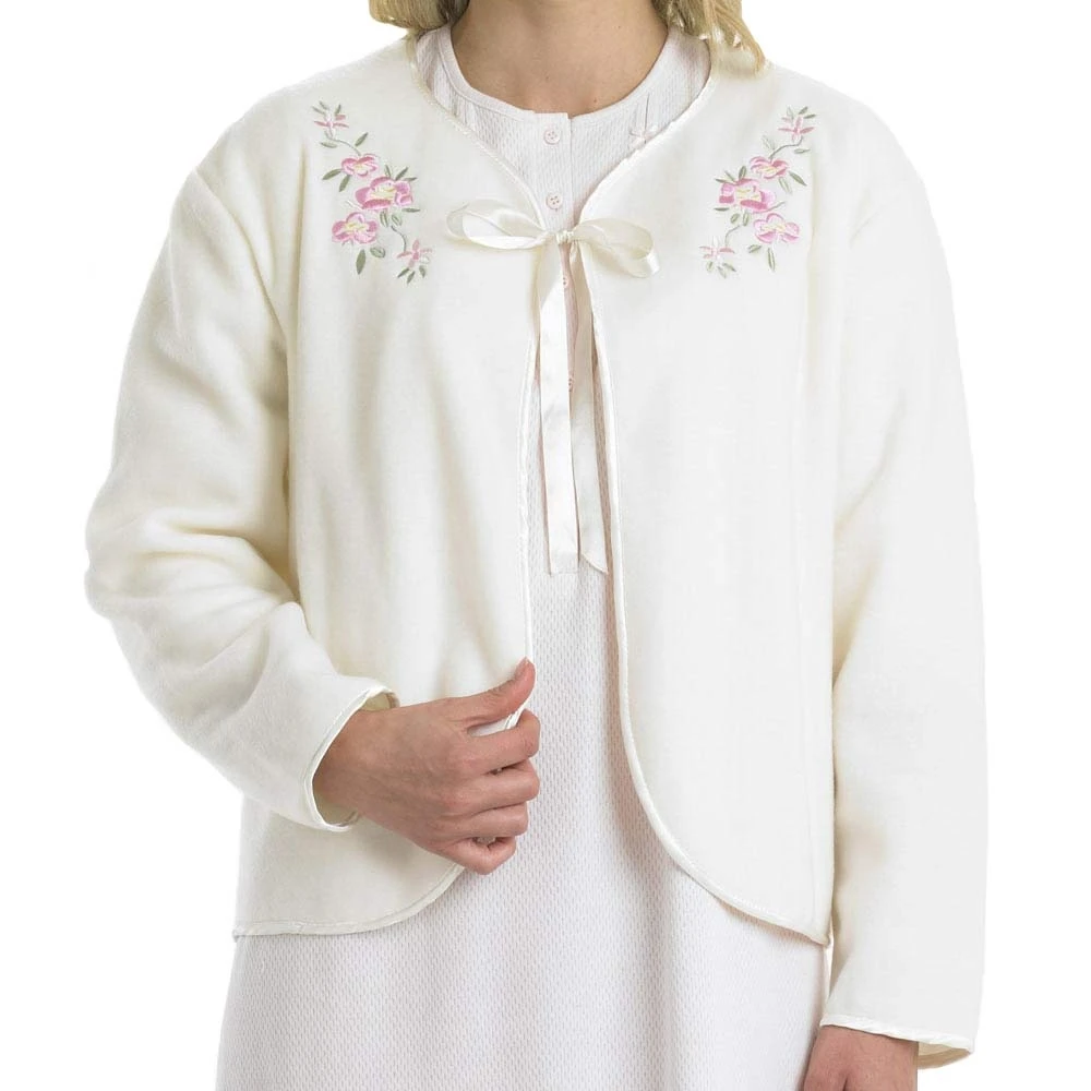 Ribbon Tie Polar Fleece Bedjacket - BJ44600 3 Ribbon Tie Polar Fleece Bedjacket - BJ44600 - Image 3