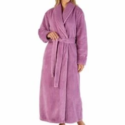 Longer Length Luxury Waffle Fleece Shawl Collar Wrap Housecoat - HC4329