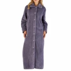 Longer Length Luxury Waffle Fleece Button Through Housecoat - HC4328 11 Longer Length Luxury Waffle Fleece Button Through Housecoat - HC4328 -Outlet Comfort Soft Cup Bra Store img032961