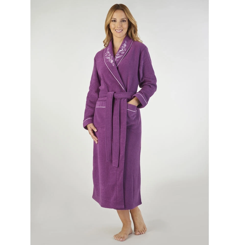 Elegant Embroidered Boucle Fleece Wrap Housecoat - HC2328 4 Elegant Embroidered Boucle Fleece Wrap Housecoat - HC2328 - Image 4