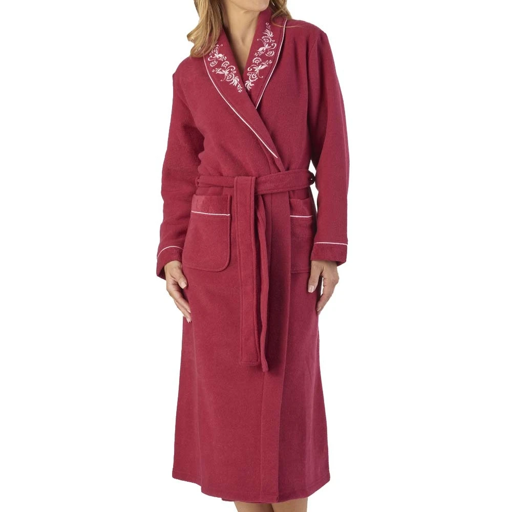 Elegant Embroidered Boucle Fleece Wrap Housecoat - HC2328 5 Elegant Embroidered Boucle Fleece Wrap Housecoat - HC2328 - Image 5