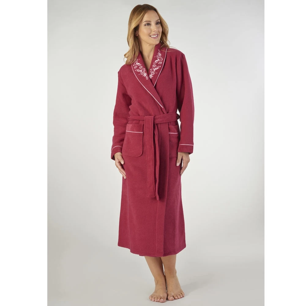 Elegant Embroidered Boucle Fleece Wrap Housecoat - HC2328 6 Elegant Embroidered Boucle Fleece Wrap Housecoat - HC2328 - Image 6