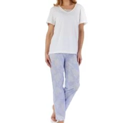 Modern Floral Short Sleeve Woven Pyjama Set - PJ55213