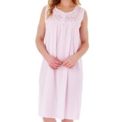 Classic Round Neck Sleeveless Cotton Nightdress - ND3272