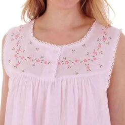 Classic Round Neck Sleeveless Cotton Nightdress - ND3272 8 Classic Round Neck Sleeveless Cotton Nightdress - ND3272 -Outlet Comfort Soft Cup Bra Store img034077