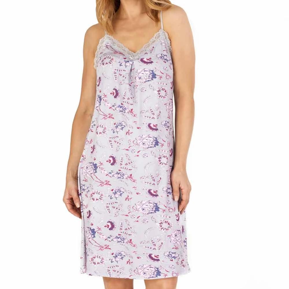 Botanical Floral Spaghetti Strap 38 Inch Nightdress - GL4700 1 Botanical Floral Spaghetti Strap 38 Inch Nightdress - GL4700