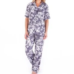 Bold Floral Short Sleeve Button Through Pyjama Set - GL66703