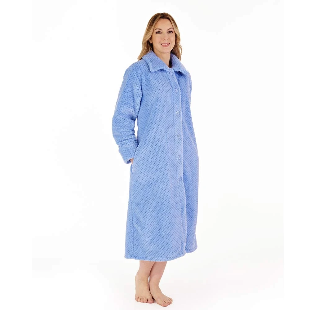 Luxury Waffle Fleece Button Through Housecoat - HC4327 2 Luxury Waffle Fleece Button Through Housecoat - HC4327 - Image 2