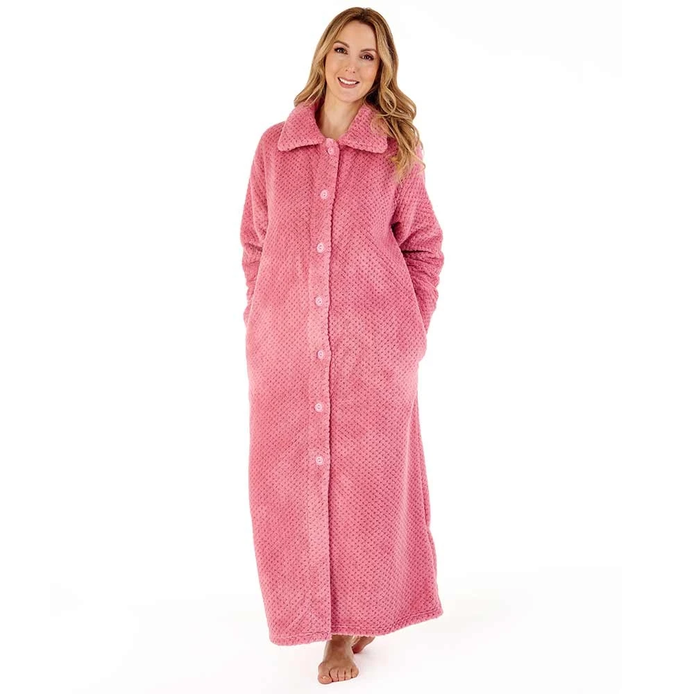Longer Length Luxury Waffle Fleece Button Through Housecoat - HC4328 2 Longer Length Luxury Waffle Fleece Button Through Housecoat - HC4328 - Image 2