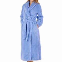 Longer Length Luxury Waffle Fleece Shawl Collar Wrap Housecoat - HC4329 -Outlet Comfort Soft Cup Bra Store img035478
