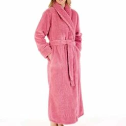 Longer Length Luxury Waffle Fleece Shawl Collar Wrap Housecoat - HC4329 -Outlet Comfort Soft Cup Bra Store img035482