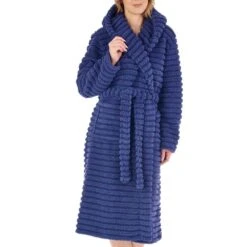 Horizontal Stripe Hooded Wrap Dressing Gown - HC88320