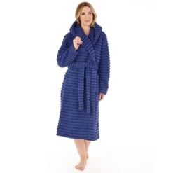 Horizontal Stripe Hooded Wrap Dressing Gown - HC88320 -Outlet Comfort Soft Cup Bra Store img035595