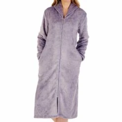 Embossed Scroll Zip Opening 46 Inch Housecoat - HC88332 -Outlet Comfort Soft Cup Bra Store img035679