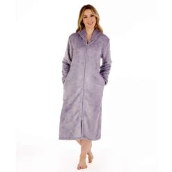 Embossed Scroll Zip Opening 46 Inch Housecoat - HC88332 -Outlet Comfort Soft Cup Bra Store img035680