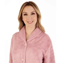 Embossed Scroll 46 Inch Button Opening Housecoat - HC88331 -Outlet Comfort Soft Cup Bra Store img035693