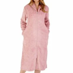 Embossed Scroll Zip Opening 46 Inch Housecoat - HC88332