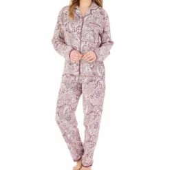 Paisley Print Long Sleeve Buttoned Woven Pyjamas - PJ88228