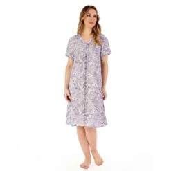 Paisley Print Short Sleeve 40 Inch Woven Nightdress - ND88226 -Outlet Comfort Soft Cup Bra Store img035966