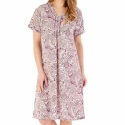 Paisley Print Short Sleeve 40 Inch Woven Nightdress - ND88226