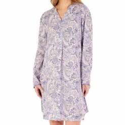 Paisley Print Long Sleeve 38 Inch Woven Nightshirt - NS88225