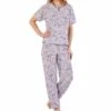 Paisley Print Round Neck Cap Sleeve Woven Pyjamas - PJ88227