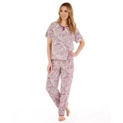 Paisley Print Round Neck Cap Sleeve Woven Pyjamas - PJ88227 11 Paisley Print Round Neck Cap Sleeve Woven Pyjamas - PJ88227 -Outlet Comfort Soft Cup Bra Store img036156