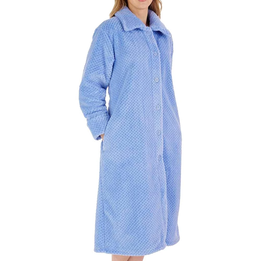 Luxury Waffle Fleece Button Through Housecoat - HC4327 1 Luxury Waffle Fleece Button Through Housecoat - HC4327