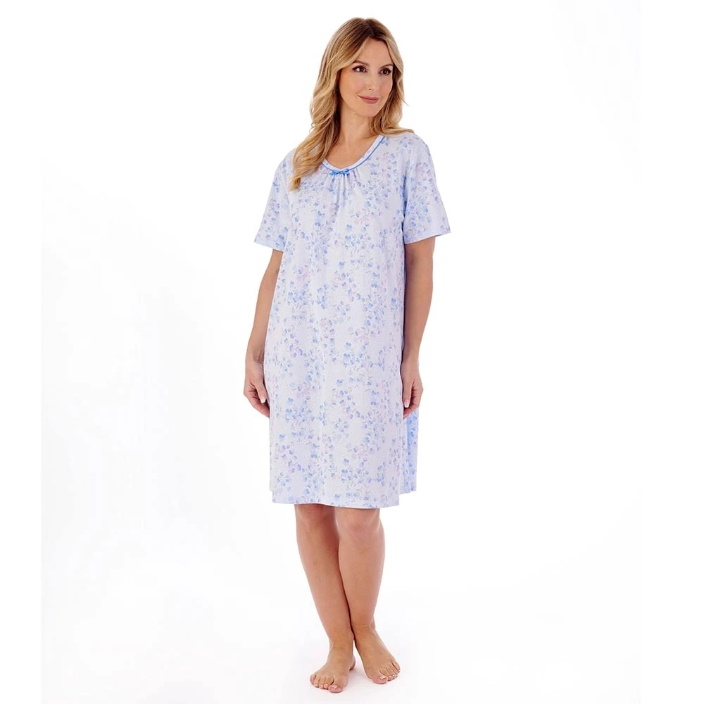 Pansy Short Sleeve 38 Inch Cotton Nightdress - ND01100 2 Pansy Short Sleeve 38 Inch Cotton Nightdress - ND01100 - Image 2