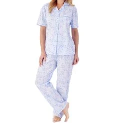 Pansy Short Sleeve Buttoned Tailored Cotton Pyjama Set - PJ01104 -Outlet Comfort Soft Cup Bra Store img037448