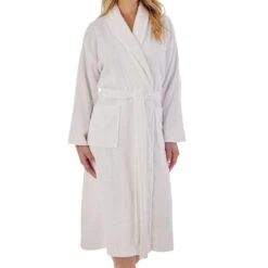 Long Sleeve Pure Cotton Towelling Wrap 46 Inch Bath Robe - HC1305