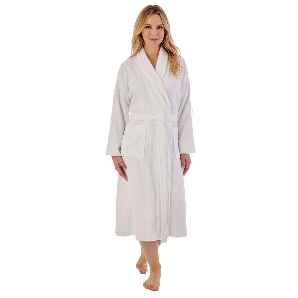 Long Sleeve Pure Cotton Towelling Wrap 46 Inch Bath Robe - HC1305 2 Long Sleeve Pure Cotton Towelling Wrap 46 Inch Bath Robe - HC1305 - Image 2