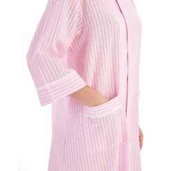 Seersucker 3/4 Sleeve Popper Front 45 Inch Housecoat - HC01226 -Outlet Comfort Soft Cup Bra Store img037520