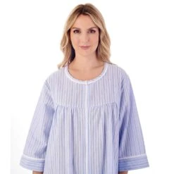 Seersucker Zip Front Gathered Yoke 45 Inch Housecoat - HC01229 8 Seersucker Zip Front Gathered Yoke 45 Inch Housecoat - HC01229 -Outlet Comfort Soft Cup Bra Store img037530