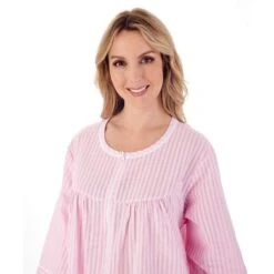 Seersucker Zip Front Gathered Yoke 45 Inch Housecoat - HC01229 11 Seersucker Zip Front Gathered Yoke 45 Inch Housecoat - HC01229 -Outlet Comfort Soft Cup Bra Store img037532