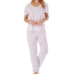 Field Flowers Short Sleeve Shaped Neck Pyjamas - PJ01114 -Outlet Comfort Soft Cup Bra Store img037574