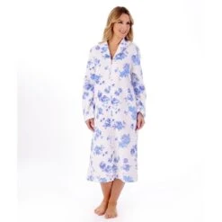 Floral Mock Quilt Cotton Rich Zip Housecoat - HC01317 -Outlet Comfort Soft Cup Bra Store img037628