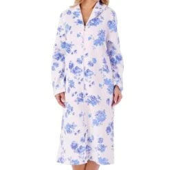 Floral Mock Quilt Cotton Rich Zip Housecoat - HC01317
