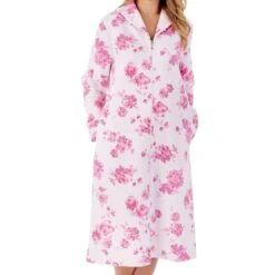Floral Mock Quilt Cotton Rich Zip Housecoat - HC01317 -Outlet Comfort Soft Cup Bra Store img037634