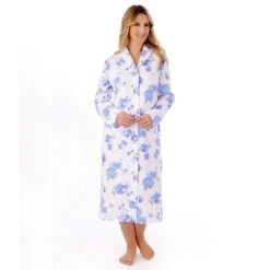 Floral Mock Quilt Cotton Rich Button Through Housecoat - HC01316 -Outlet Comfort Soft Cup Bra Store img037637