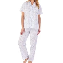 Periwinkle Short Sleeve Buttoned Pyjama Set - PJ01209
