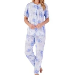 Large Floral Short Sleeve Cotton Jersey Pyjama Set - PJ01134