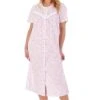 Periwinkle Short Sleeve Button Through 46 Inch Cotton Nightdress - ND01208
