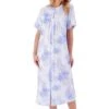 Large Floral Short Sleeve 46 Inch Button Through Cotton Nightdress - ND01133